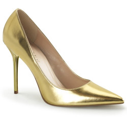 Pleaser CLASSIQUE-20 Gold Pointed-Toe Stiletto Pumps