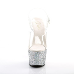 Pleaser ADORE-708LG Silver Glitter Platform High Heels