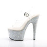 Pleaser ADORE-708LG Silver Glitter Platform High Heels