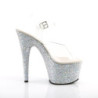 Pleaser ADORE-708LG Silver Glitter Platform High Heels