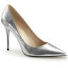 Pleaser CLASSIQUE-20 Silver Pointed-Toe Stiletto Pumps