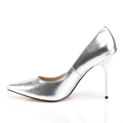 Pleaser CLASSIQUE-20 Silver Pointed-Toe Stiletto Pumps