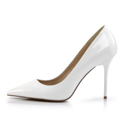 Pleaser CLASSIQUE-20 White Pointed-Toe Stiletto Pumps