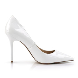 Pleaser CLASSIQUE-20 White Pointed-Toe Stiletto Pumps