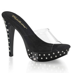 Fabulicious COCKTAIL-501SDT Transparent Black Mules