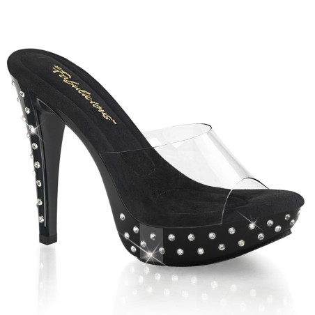 Fabulicious COCKTAIL-501SDT Transparent Black Mules