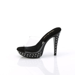 Fabulicious COCKTAIL-501SDT Transparent Black Mules