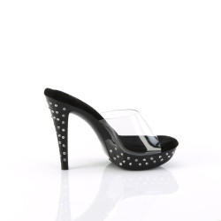 Fabulicious COCKTAIL-501SDT Transparent Black Mules