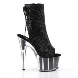 Pleaser ADORE-1018G Black Glitter Women's Ankle Boots