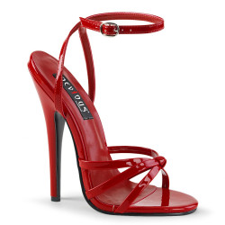 Devious DOMINA-108 Red Stiletto Heeled Strappy Sandal