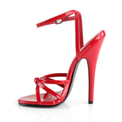 Devious DOMINA-108 Red Stiletto Heeled Strappy Sandal