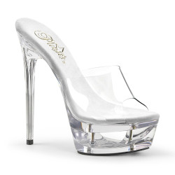 Pleaser ECLIPSE-601 Clear Stiletto Spike Heeled Mules