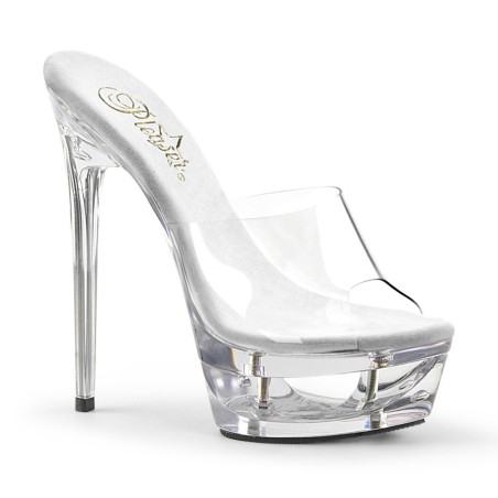 Pleaser ECLIPSE-601 Clear Stiletto Spike Heeled Mules