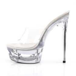 Pleaser ECLIPSE-601 Clear Stiletto Spike Heeled Mules