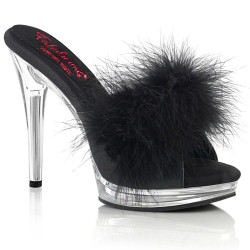 Fabulicious GLORY-501F-8 Black Vegan Leather Fur