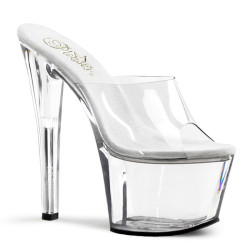Pleaser SKY-301 Clear High Heeled Platform Mules Women