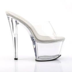 Pleaser SKY-301 Clear High Heeled Platform Mules Women