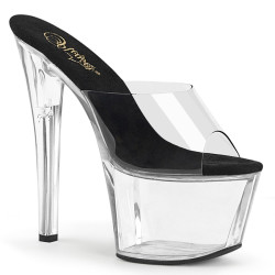 Pleaser SKY-301 Black Insole High Heeled Platform Mules