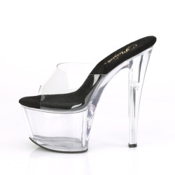 Pleaser SKY-301 Black Insole High Heeled Platform Mules