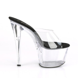 Pleaser SKY-301 Black Insole High Heeled Platform Mules