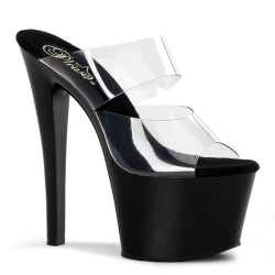 Pleaser SKY-302 Black High Heeled Platform Mules Women