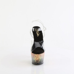 Pleaser ADORE-708SS Transparent Black Glitter