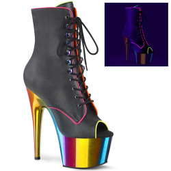 Pleaser ADORE-1021RC-02 Black Vegan Leather Rainbow