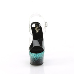 Pleaser ADORE-708SS Transparent Black Turquoise Glitter