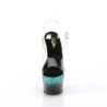 Pleaser ADORE-708SS Transparent Black Turquoise Glitter