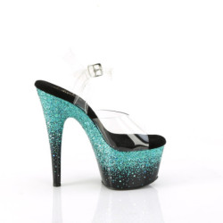 Pleaser ADORE-708SS Transparent Black Turquoise Glitter