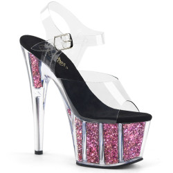 Pleaser ADORE-708CG Transparent Pink Confetti Glitter