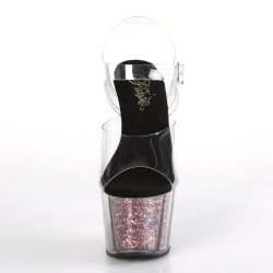 Pleaser ADORE-708CG Transparent Pink Confetti Glitter