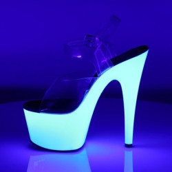 Pleaser ADORE-708UV Neon White Platform High Heel Shoes
