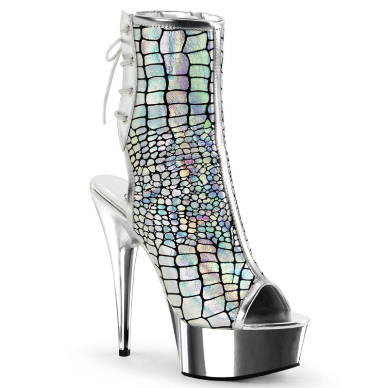 Pleaser DELIGHT-1018HG Silver Hologram Chrome Sale Women Pleaser DELIGHT-1018HG Silver Hologram Chrome Sale Women