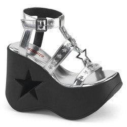 Demonia DYNAMITE-12 Silver Metallic Vegan Leather Sale