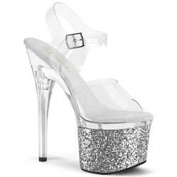 Pleaser ESTEEM-708LG Transparent Silver Glitter Sale