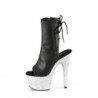 Pleaser ADORE-1018LG Black Vegan Leather Silver Glitter