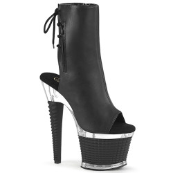 Pleaser SPECTATOR-1018 Black Vegan Leather Transparent