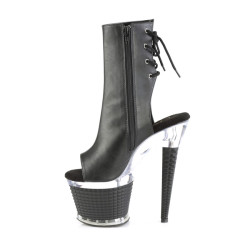 Pleaser SPECTATOR-1018 Black Vegan Leather Transparent