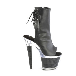 Pleaser SPECTATOR-1018 Black Vegan Leather Transparent