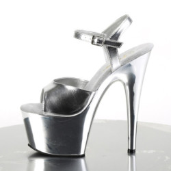 Pleaser ADORE-709 Silver Metallic High Heels Sandals