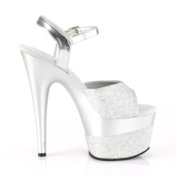 Pleaser ADORE-709-2G Silver Glitter Platform High Heels