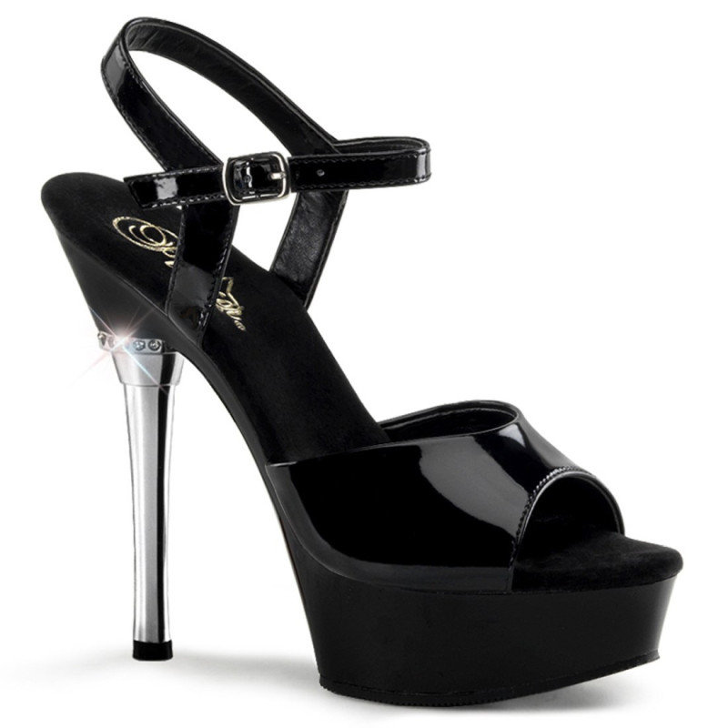 Pleaser ALLURE-609 Black Patent Steel Heeled Sandals Pleaser ALLURE-609 Black Patent Steel Heeled Sandals