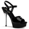 Pleaser ALLURE-609 Black Patent Steel Heeled Sandals