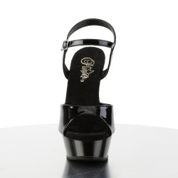Pleaser ALLURE-609 Black Patent Steel Heeled Sandals