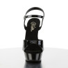 Pleaser ALLURE-609 Black Patent Steel Heeled Sandals