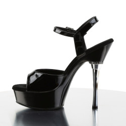 Pleaser ALLURE-609 Black Patent Steel Heeled Sandals