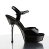 Pleaser ALLURE-609 Black Patent Steel Heeled Sandals