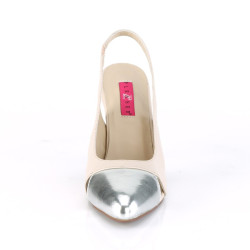 Pleaser Pink Label DREAM-405 Beige Vegan Leather Silver