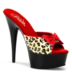 Pleaser DELIGHT-601-6 Tan Leopard Print Vegan Leather